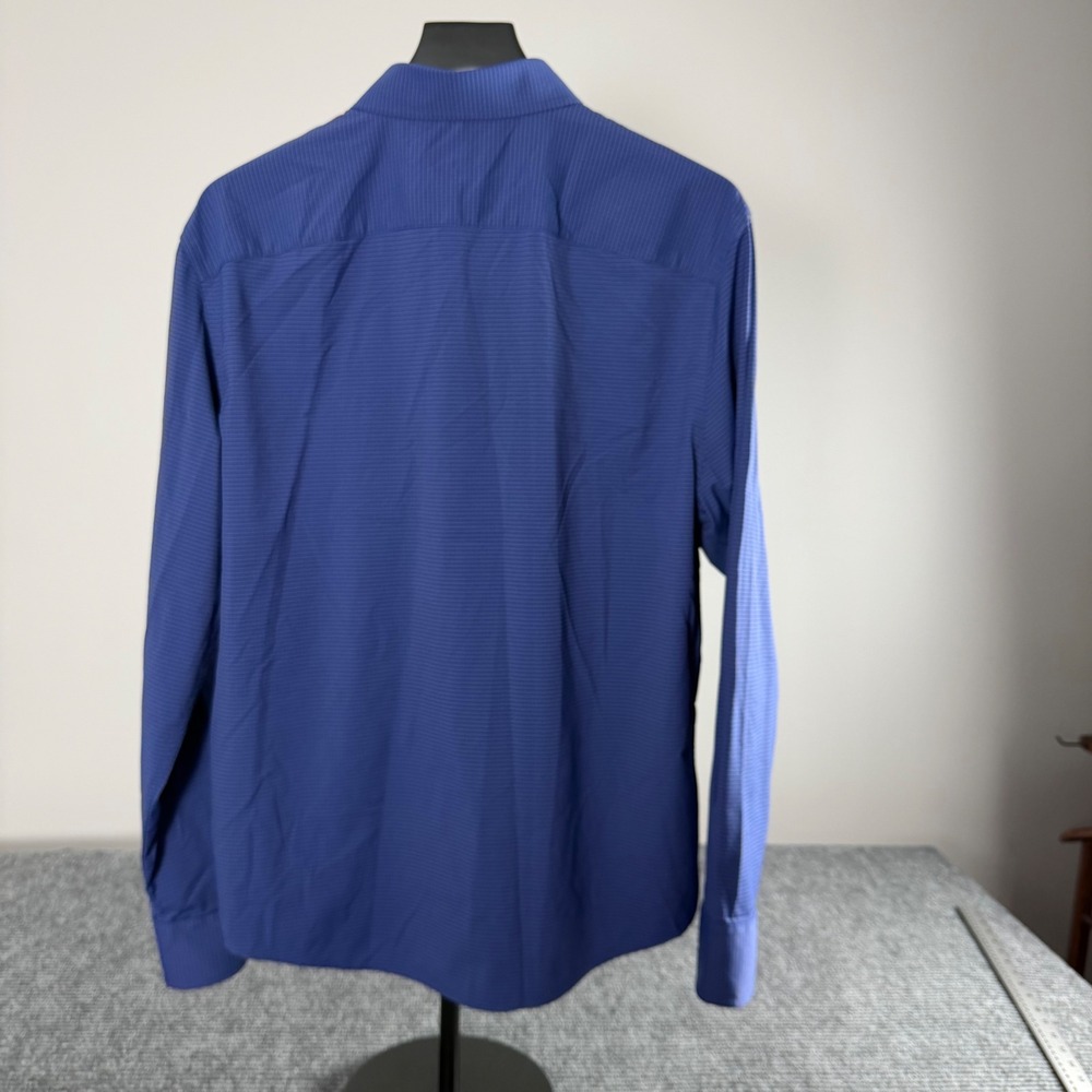 UNTUCKit Langhome Mens Large Blue Striped Performance Stretch Button Down Shirt - Picture 2 of 12